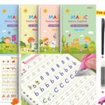 Sank Magic Practice Copybook, (4 Book + 10 Refill) Number Tracing Book for Preschoolers with Pen,